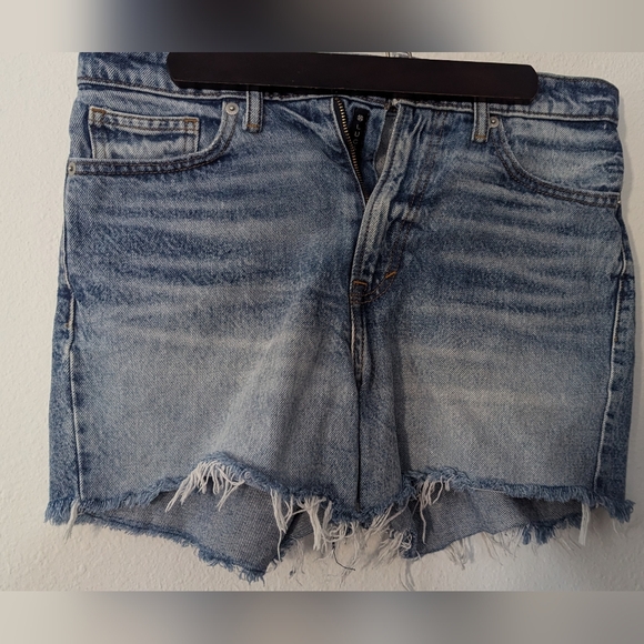 Women's Distressed Medium Fade Denim Shorts High Rise CUTOFF SO LUCKY - Picture 2 of 11